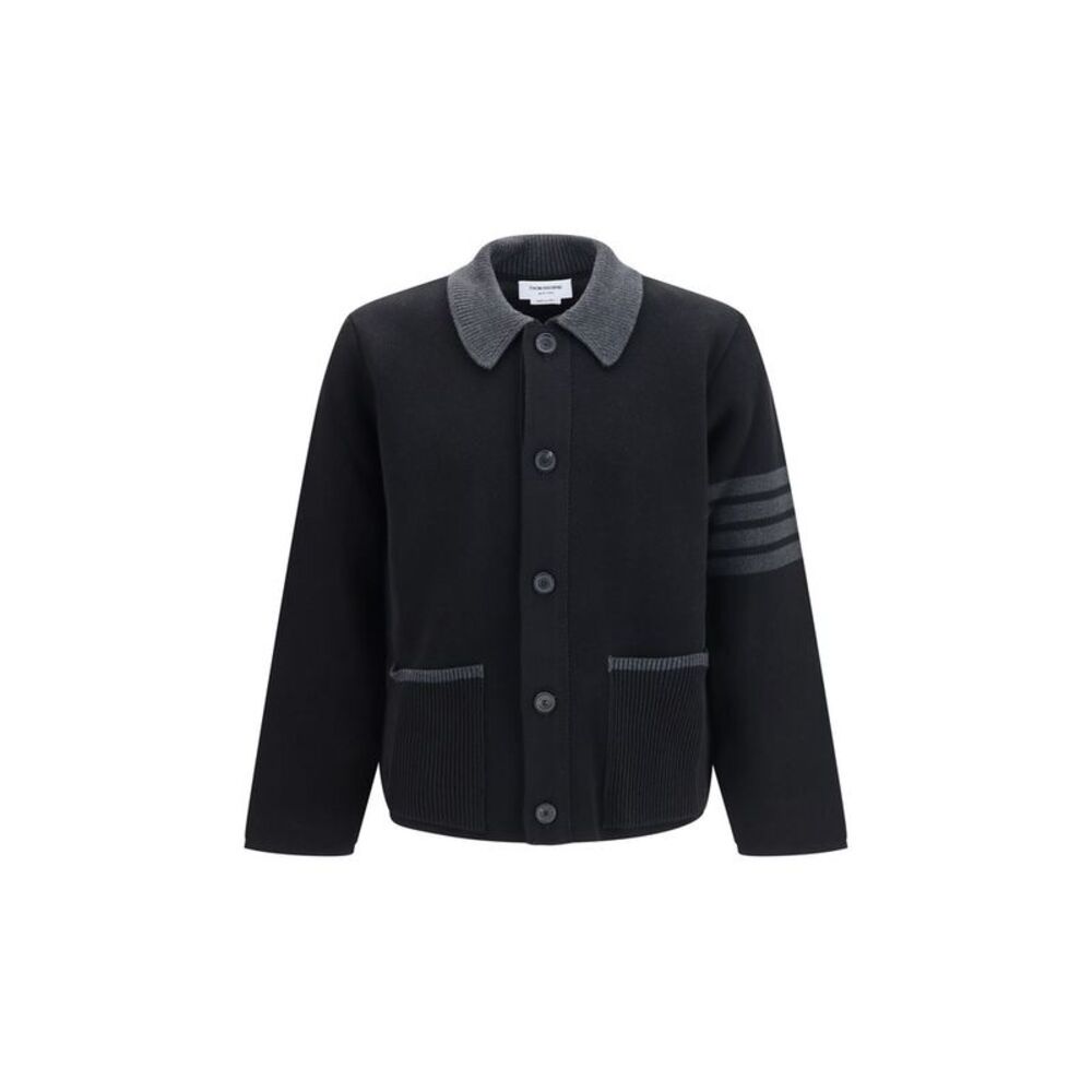 Thom Browne Black Wool Oves Aries Biker Men's Jacket